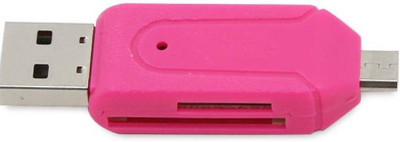 Oxza USB 2.0 + Micro USB OTG SD T-Flash Adapter for Cell Phones PC Card Reader(Pink) available at flipkart for Rs.199