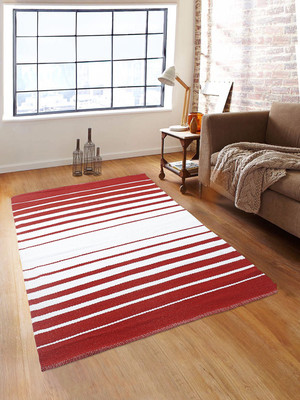 ROMEE Red PP (Polypropylene) Dhurrie(3 ft,  X 5 ft, Rectangle)