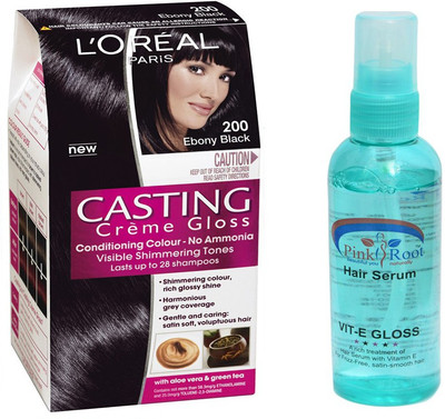 

L'Oreal Paris HAIR COLOUR EBONY BLACK WITH PINK ROOT SERUM(Set of 2)