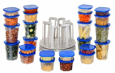 Ideal Home Spin & Store Kitchen Organiser - 700 ml Plastic Grocery Container(Pack of 24, Blue, White) Ideal Home Spin & Store Kitchen Organiser - 700 ml Plastic Grocery Container(Pack of 24, Blue, White)