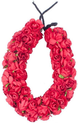 

Fully 3D Gajra Approx made of 200 flowers Hair Accessory Set(Red)