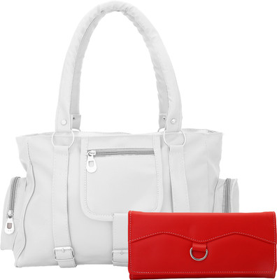 

Lady bar Shoulder Bag(White, Red), Red;white