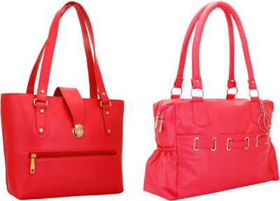 Lady bar Hand-held Bag(Red, Pink), Pink;red