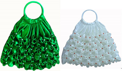 

Rosy Hand-held Bag(White, Green), Green;white