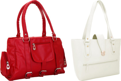 

Lady bar Hand-held Bag(White, Red), Red;white