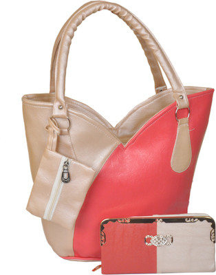 

RB FASHION Hand-held Bag(Pink, Beige), Beige;pink