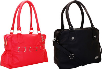 

Lady bar Hand-held Bag(Red, Black), Black;red