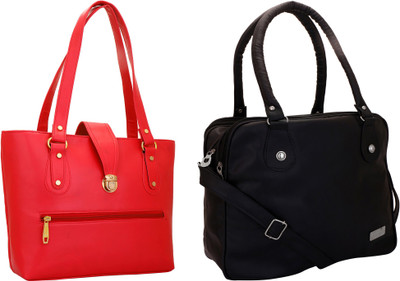 

Lady bar Hand-held Bag(Red, Black), Black;red