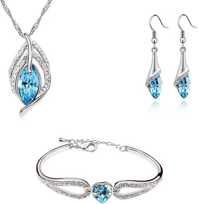 NAKABH Alloy Rhodium Turquoise, Silver Jewellery Set(Pack of 1)