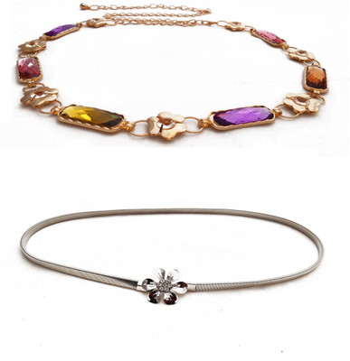 

Vritraz Women Casual, Party Silver Metal Belt, Gold