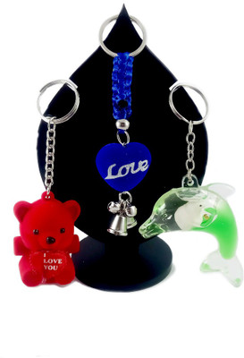 

ShopTop Combo Keyring of 3 ( Teddy, Dolphin, Love) Key Chain