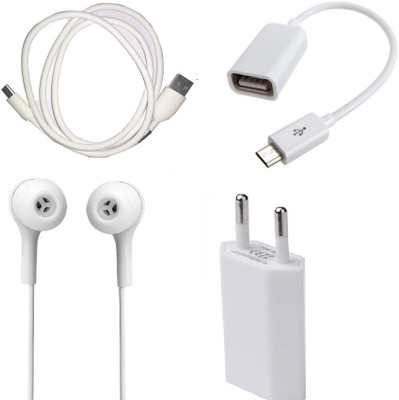 kaykon Wall Charger Accessory Combo for Samsung Galaxy J7 With High Quality 2.1A Charging Adapter Micro USB Cable OTG Cable and With Stereo Sound Quality Earphone(White) Flipkart