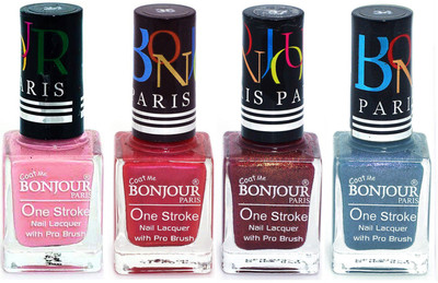 

Bonjour Paris Nail Lacquer Super Stay Babby Pink, Maroon, Coffee, Sky Blue(Pack of 4)
