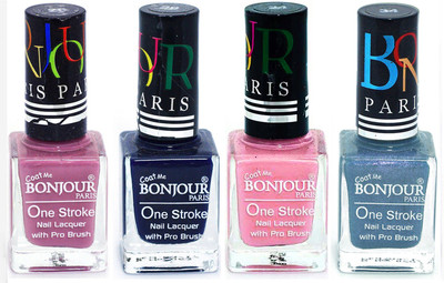 

Bonjour Paris Nail Lacquer Super Stay Light Purple, Blue, Babby Pink, Sky Blue(Pack of 4)