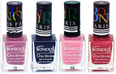 

Bonjour Paris Nail Lacquer Super Stay Light Purple, Blue, Babby Pink, Maroon(Pack of 4)