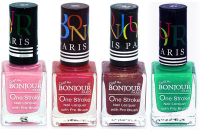 

Bonjour Paris Nail Lacquer Super Stay Babby Pink, Maroon, Coffee, Green(Pack of 4)