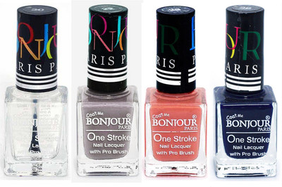 

Bonjour Paris Nail Lacquer Super Stay Top coat, Light Gray, Nude, Blue(Pack of 4)