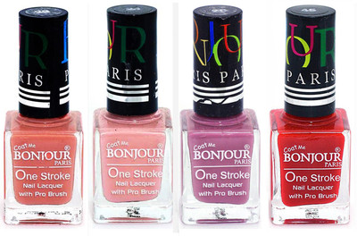 

Bonjour Paris Nail Lacquer Super Stay Nude, Nude, Light Purple, Red(Pack of 4)