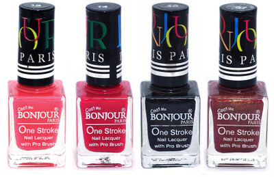 

Bonjour Paris Nail Lacquer Super Stay Light Pink, Pink, Black, Coffee(Pack of 4)