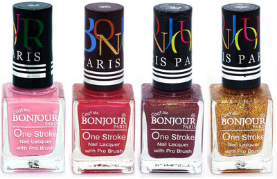 

Bonjour Paris Nail Lacquer Super Stay Babby Pink, Maroon, Coffee, Golden(Pack of 4)