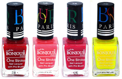 

Bonjour Paris Nail Lacquer Super Stay Red, Light Pink, Pink, Yellow(Pack of 4)