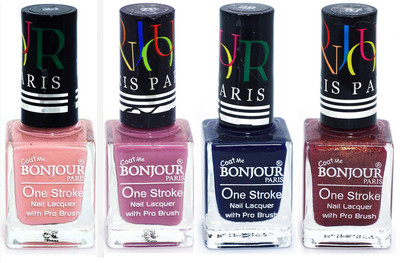 

Bonjour Paris Nail Lacquer Super Stay Nude, Light Purple, Blue, Coffee(Pack of 4)