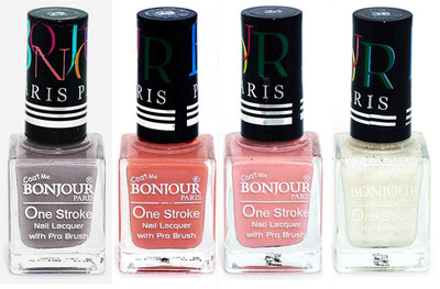 

Bonjour Paris Nail Lacquer Super Stay Light Gray, Nude, Nude, White(Pack of 4)