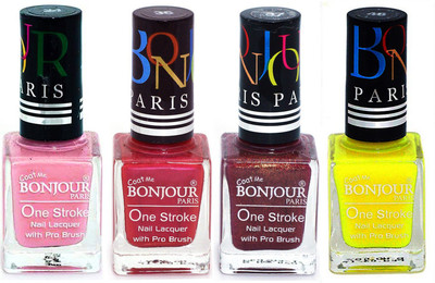 

Bonjour Paris Nail Lacquer Super Stay Babby Pink, Maroon, Coffee, Yellow(Pack of 4)