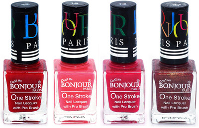 

Bonjour Paris Nail Lacquer Super Stay Red, Light Pink, Pink, Coffee(Pack of 4)