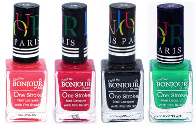 

Bonjour Paris Nail Lacquer Super Stay Light Pink, Pink, Black, Green(Pack of 4)