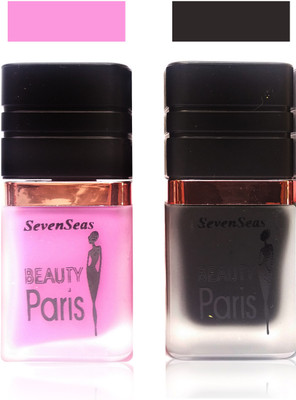 

seven seas beauty paris matte nail polish black pink combo ( set of 2 20ml ) black, pink