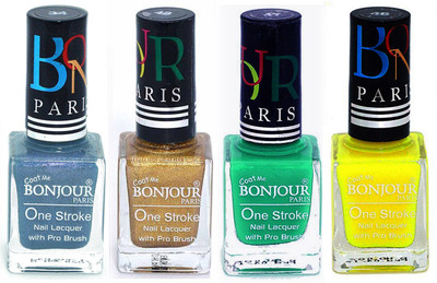 

Bonjour Paris Nail Lacquer Super Stay Sky Blue, Golden, Green, Yellow(Pack of 4)