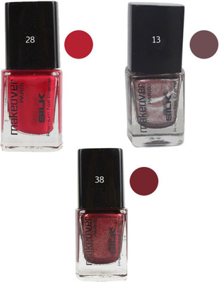 

Makeover Professional Nail Paint Combo (Rosewood-Pink-28 , Dior-Chocolate-13 , Sparking-Wine-Red-38) Multi(Pack of 3)