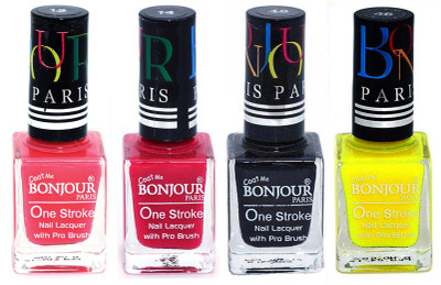 

Bonjour Paris Nail Lacquer Super Stay Light Pink, Pink, Black, Yellow(Pack of 4)