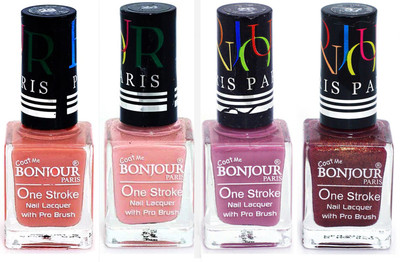 

Bonjour Paris Nail Lacquer Super Stay Nude, Nude, Light Purple, Coffee(Pack of 4)