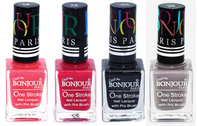 

Bonjour Paris Nail Lacquer Super Stay Light Pink, Pink, Black, Light Gray(Pack of 4)