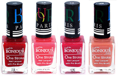 

Bonjour Paris Nail Lacquer Super Stay Red, Light Pink, Pink, Nude(Pack of 4)