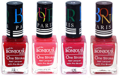 

Bonjour Paris Nail Lacquer Super Stay Red, Light Pink, Pink, Maroon(Pack of 4)