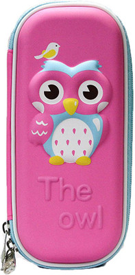 

Shopkooky Pencil case for kids premium quality cute owl face hardtop small box with compartment ecofriendly canvas designer student pen coin purse pouch cosmetic makeup bag pattern zipper carry your brush eraser sharpener scale markers highlighters glue s