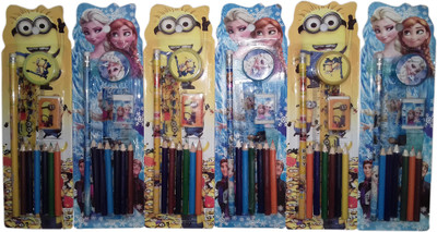 

kidoz kingdom MINION AND FROZEN STATIONERY SET 6 PACK SET Pencil(Multicolor)