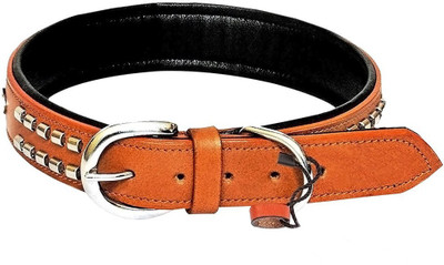 

Sollar's Genuine Leather Soft Padded Dog Everyday Collar(, Tan