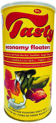 

Tasty Economy Floaters (1000ml) Floating Pellets For All Fish Like | Koi | GoldFish | Angel | Oscar | Parrot | 1000 ml Dry Fish Food