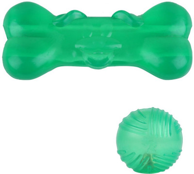 

W9 High Quality Translucent Bone With Ball Toy For Puppy Rubber Chew Toy For Dog