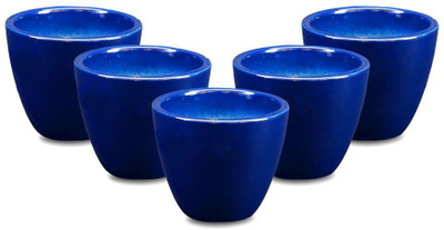 

Yellow Table Combo of 5 Mini Ceramic Flower Pot in Cobalt Blue, (Height 3 inch); Pot for Living Room / Table Top / Indoor Plants / Artificial Flowers / Garden D�cor Plant Container Set (Pack of 5, Ceramic) Plant Container Set(Pack of 5, Ceramic)