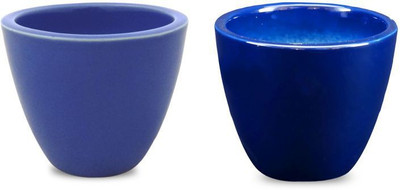 

YELLOWTABLE Combo of Navy Blue and Cobalt Blue Mini Ceramic Flower Pot (Height 3 inch); Pot for Living Room / Table Top / Indoor Plants / Artificial Flowers / Garden D�cor Plant Container Set (Pack of 2, Ceramic) Plant Container Set(Pack of 2, Ceramic)
