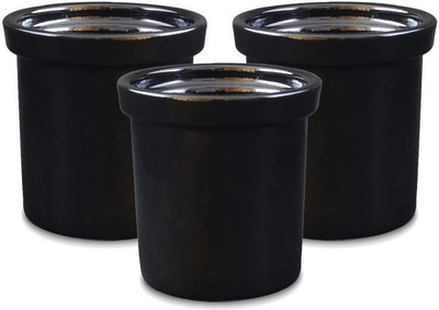 

Yellow Table Set of 3 Jar Style Ceramic Flower Pot, Jet Black, Small; Pot for Living Room / Table Top / Indoor Plants / Artificial Flowers / Garden D�cor Plant Container Set (Pack of 3, Ceramic) Plant Container Set(Pack of 3, Ceramic)