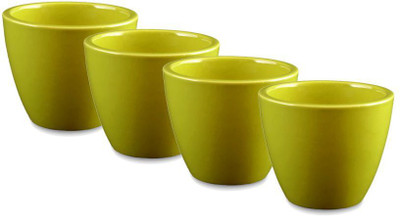 

YELLOW TABLE Combo of 4 Mini Ceramic Flower Pot in Lime Green, (Height 3 inch); Pot for Living Room / Table Top / Indoor Plants / Artificial Flowers / Garden D�cor Plant Container Set (Pack of 4, Ceramic) Plant Container Set(Pack of 4, Ceramic)
