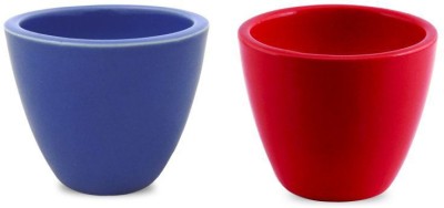 

YELLOWTABLE Combo of Navy Blue and Strawberry Red Mini Ceramic Flower Pot (Height 3 inch); Pot for Living Room / Table Top / Indoor Plants / Artificial Flowers / Garden D�cor Plant Container Set (Pack of 2, Ceramic) Plant Container Set(Pack of 2, Ceramic)