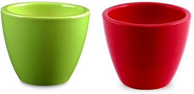 

YELLOWTABLE Combo of Light Green and Strawberry Red Mini Ceramic Flower Pot (Height 3 inch); Pot for Living Room / Table Top / Indoor Plants / Artificial Flowers / Garden D�cor Plant Container Set (Pack of 2, Ceramic) Plant Container Set(Pack of 2, Cerami