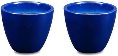 

Yellow Table Combo of 2 Mini Ceramic Flower Pot in Cobalt Blue, (Height 3 inch); Pot for Living Room / Table Top / Indoor Plants / Artificial Flowers / Garden D�cor Plant Container Set (Pack of 2, Ceramic) Plant Container Set(Pack of 2, Ceramic)